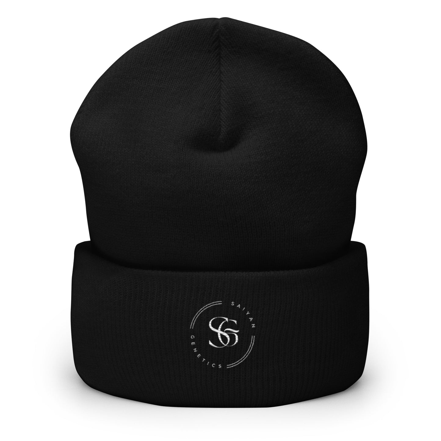 Saiyan Genetics Signature Beanie - Schwarze Wintermütze mit Umschlagbund