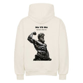 black Saiyan Genetics MevsMe oversized hoodie with Saiyajin design, breathable cotton-polyester blend, relaxed fit for fitness fans