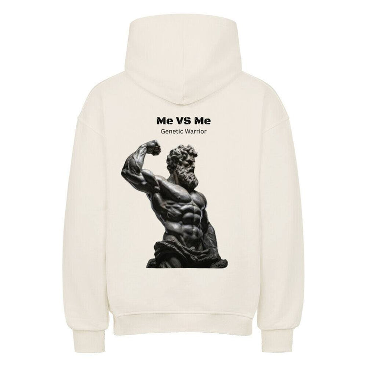 black Saiyan Genetics MevsMe oversized hoodie with Saiyajin design, breathable cotton-polyester blend, relaxed fit for fitness fans