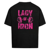 Saiyan Genetics Lady Iron Oversized Shirt in white with bold logo, made of 100% cotton for women