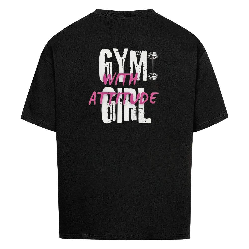Woman wearing Saiyan Genetics Gym Girl Oversized Shirt made of breathable cotton in fitness studio
