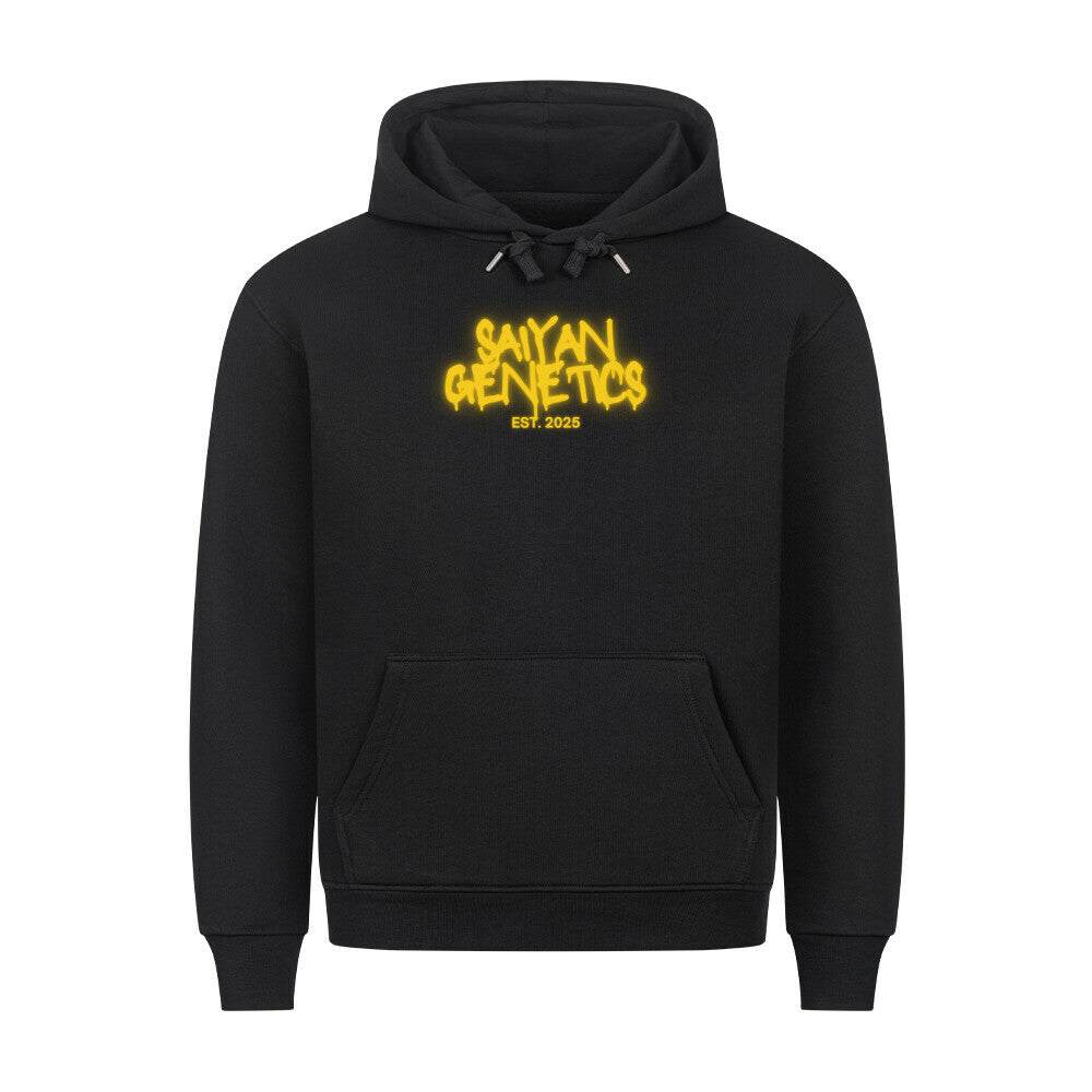 Black Saiyan Genetics premium hoodie with graphic print and hood