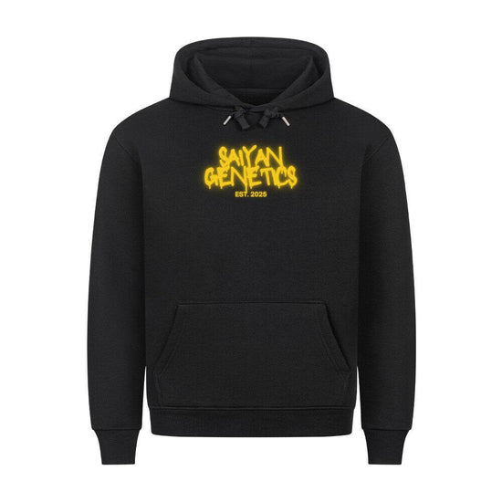 Black Saiyan Genetics premium hoodie with graphic print and hood