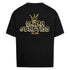 Black Saiyan Genetics oversized shirt with anime graphic, casual manga style tee in breathable cotton