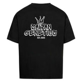 Saiyan Genetics Oversized Shirt in black with bold anime-inspired design and relaxed fit on white background