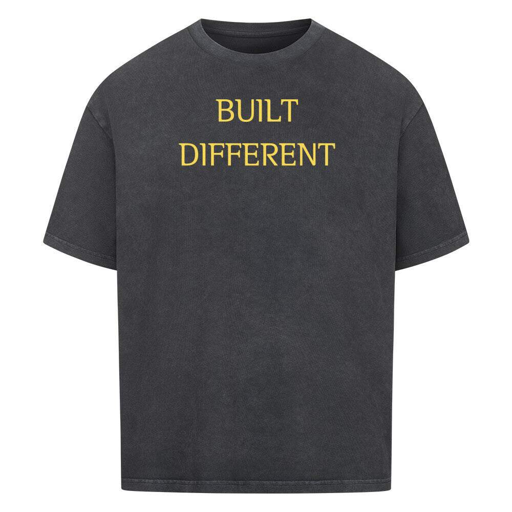 Oversized Saiyan Genetics Built Different shirt in black with bold logo print, made of 100% cotton for fitness and casual wear