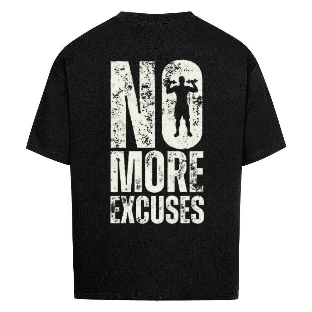 Saiyan Apparel No Excuses oversized shirt in white with bold black text design, made of 100% cotton