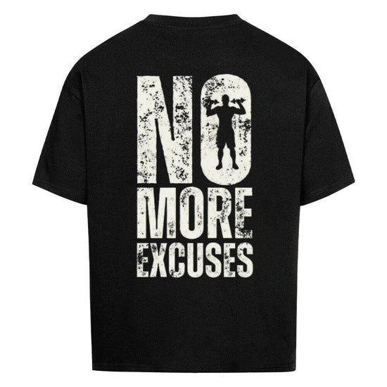 Saiyan Apparel No Excuses oversized shirt in white with bold black text design, made of 100% cotton