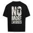 Saiyan Apparel No Excuses oversized shirt in white with bold black text design, made of 100% cotton