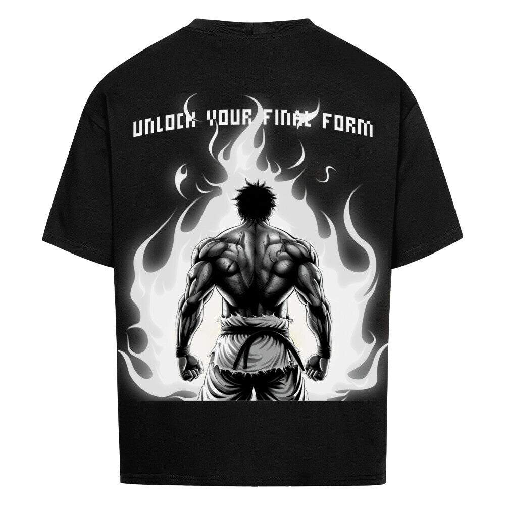 Oversized Saiyan Apparel Final Form shirt with unique anime print on breathable cotton fabric