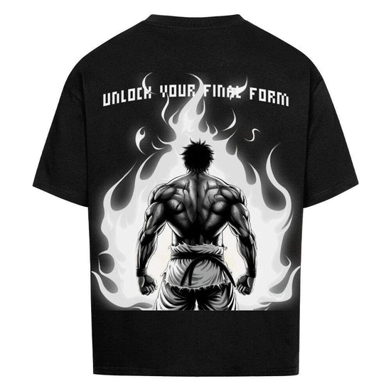 Oversized Saiyan Apparel Final Form shirt with unique anime print on breathable cotton fabric