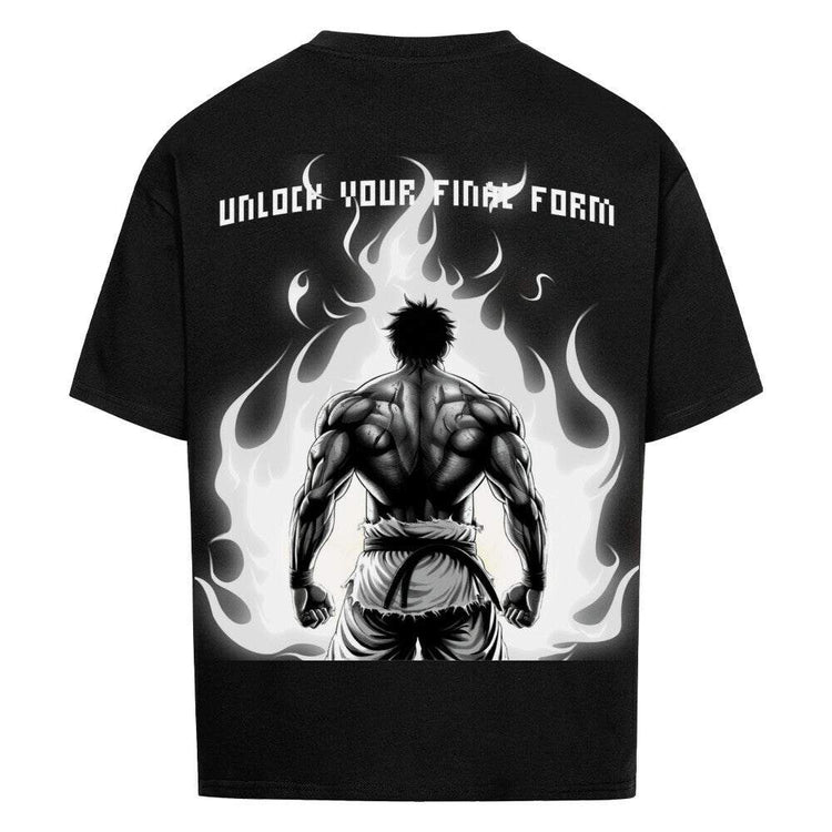 Oversized Saiyan Apparel Final Form shirt with unique anime print on breathable cotton fabric