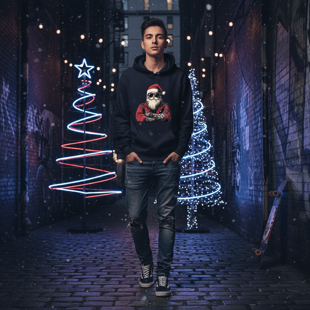 Bad Santa Hoodie Lifestyle Mockup