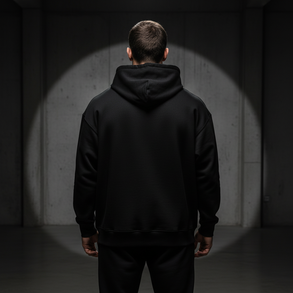Hoodie Schwarz Hinten Clean