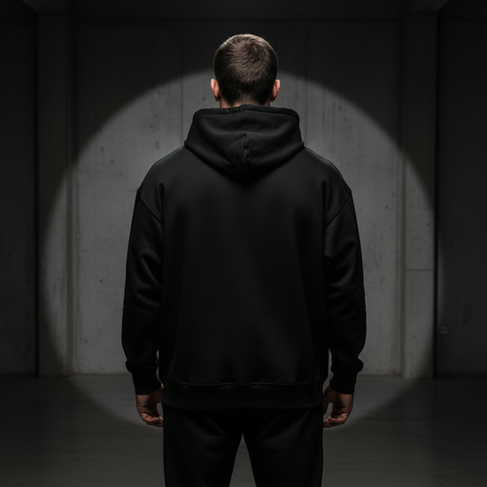 Hoodie Schwarz Hinten Clean