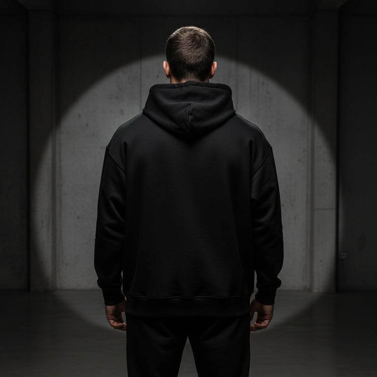 Hoodie Schwarz Hinten Clean
