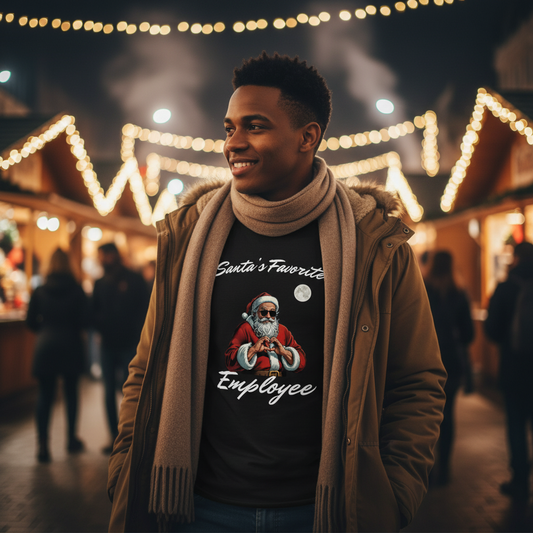 Santa's Favorite Employee Weihnachts-T-Shirt schwarz am festlichen Weihnachtsmarkt"