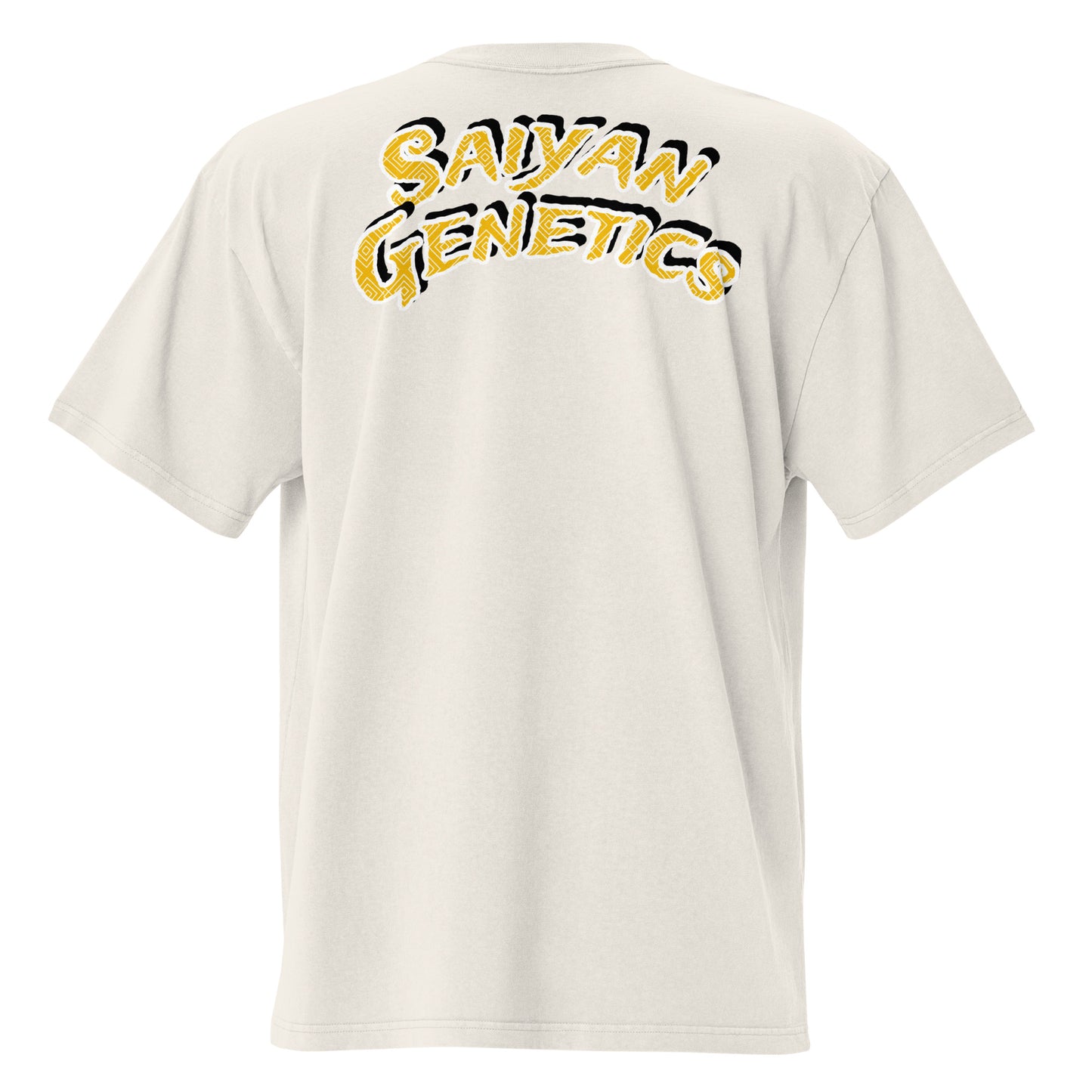Saiyan Genetics Oversized T-Shirt in Faded Bone - Premium Stickerei Rückansicht