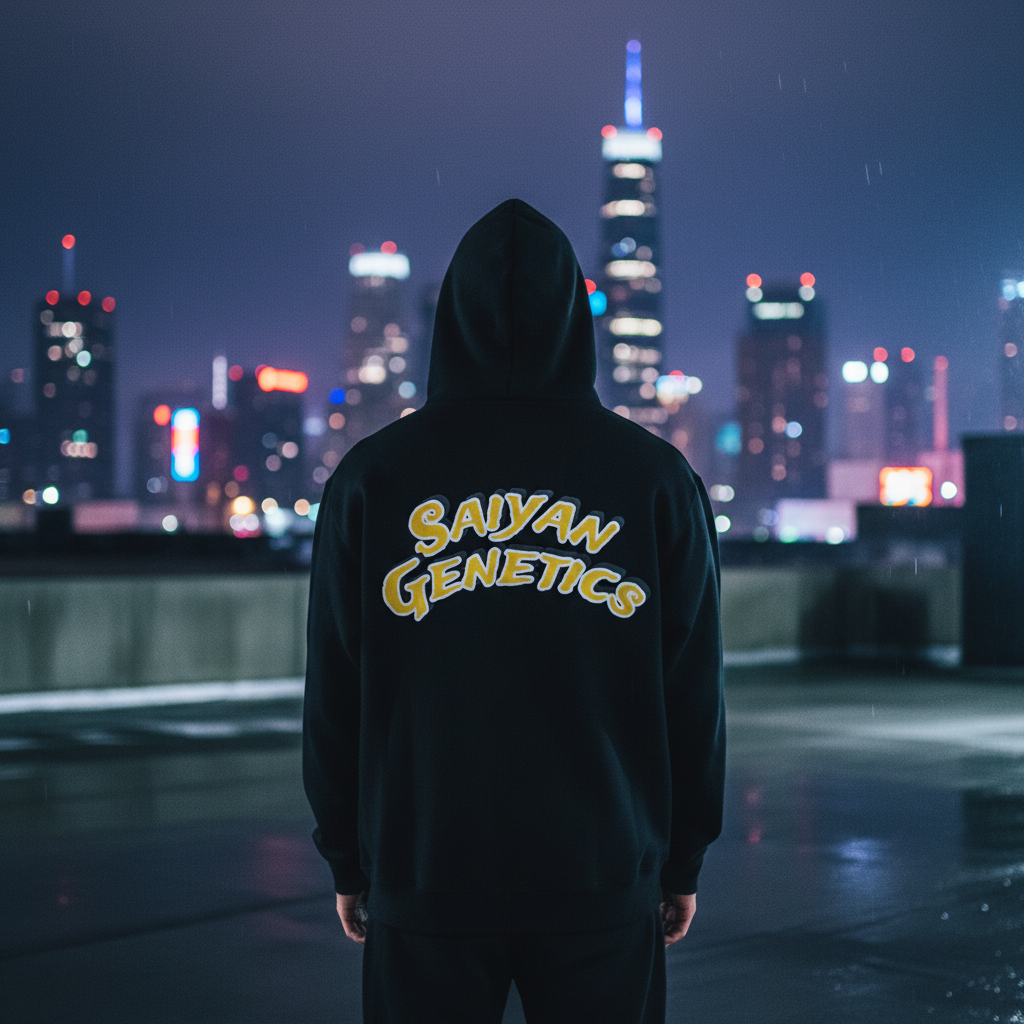 Saiyan Genetics Black Hoodie Lifestyle