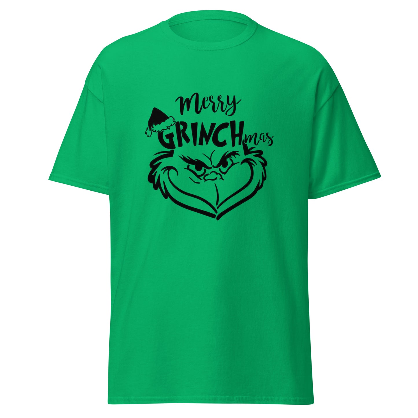 Grinch T-Shirt in Irish Green - Merry Grinchmas Gesicht Design Vorderansicht