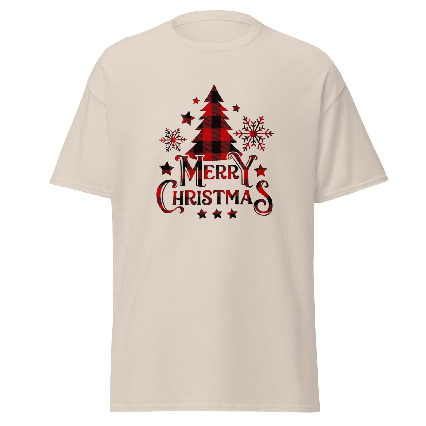 Weihnachts T-Shirt in Natural - Merry Christmas Tannenbaum Unisex Vorderansicht
