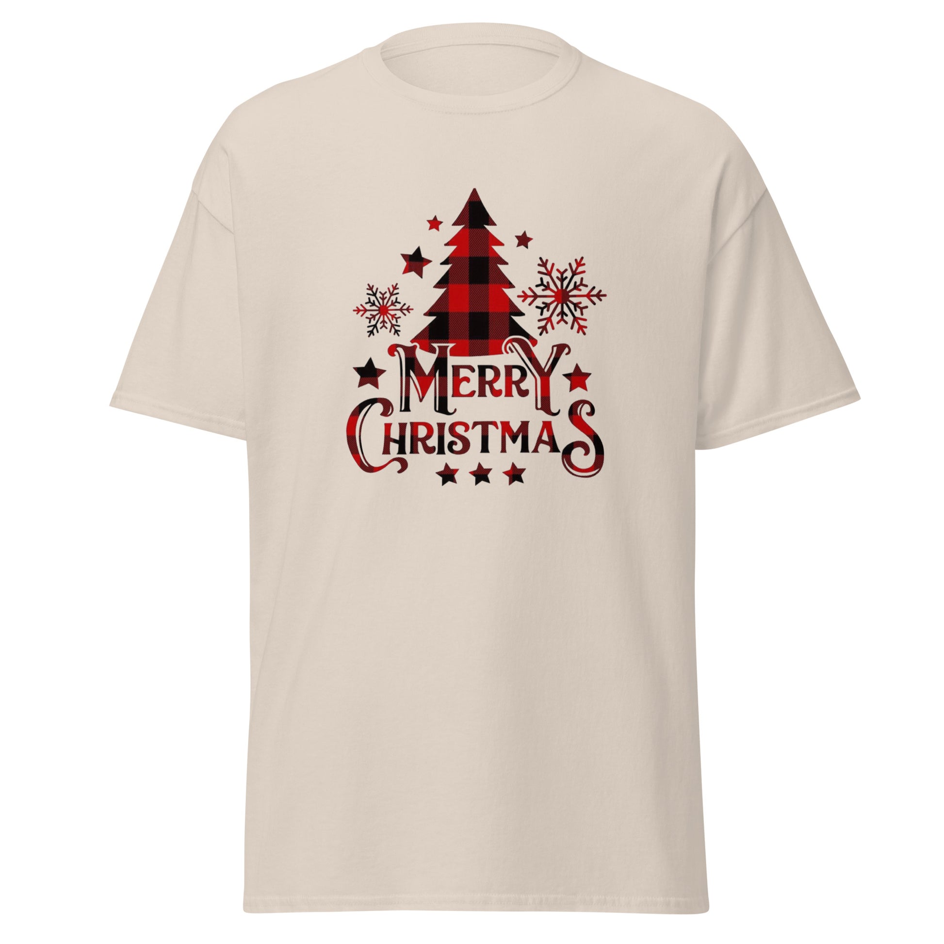 Weihnachts T-Shirt in Natural - Merry Christmas Tannenbaum Unisex Vorderansicht