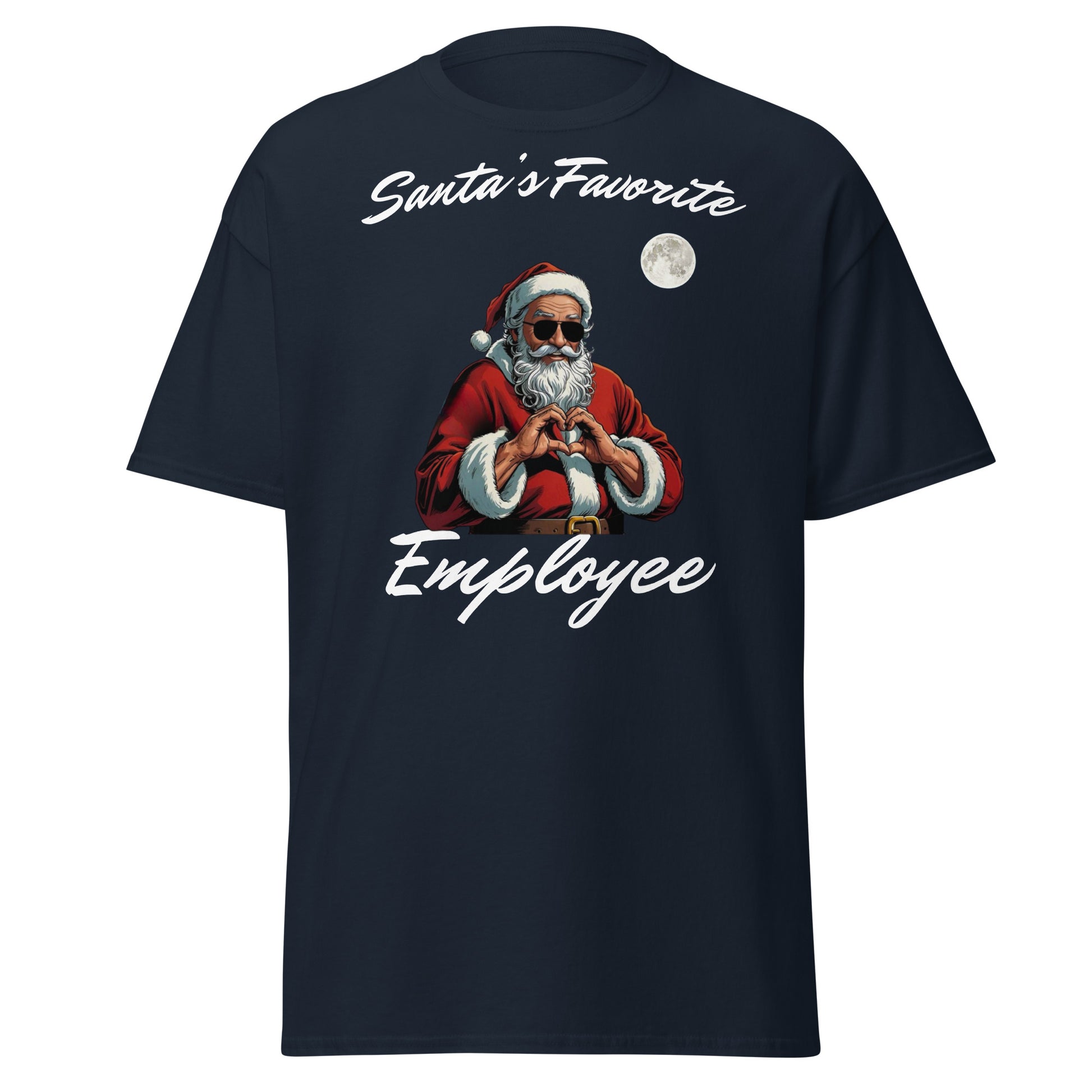 "Santa's Favorite Employee T-Shirt navy blau Vorderseite Weihnachtsgeschenk"