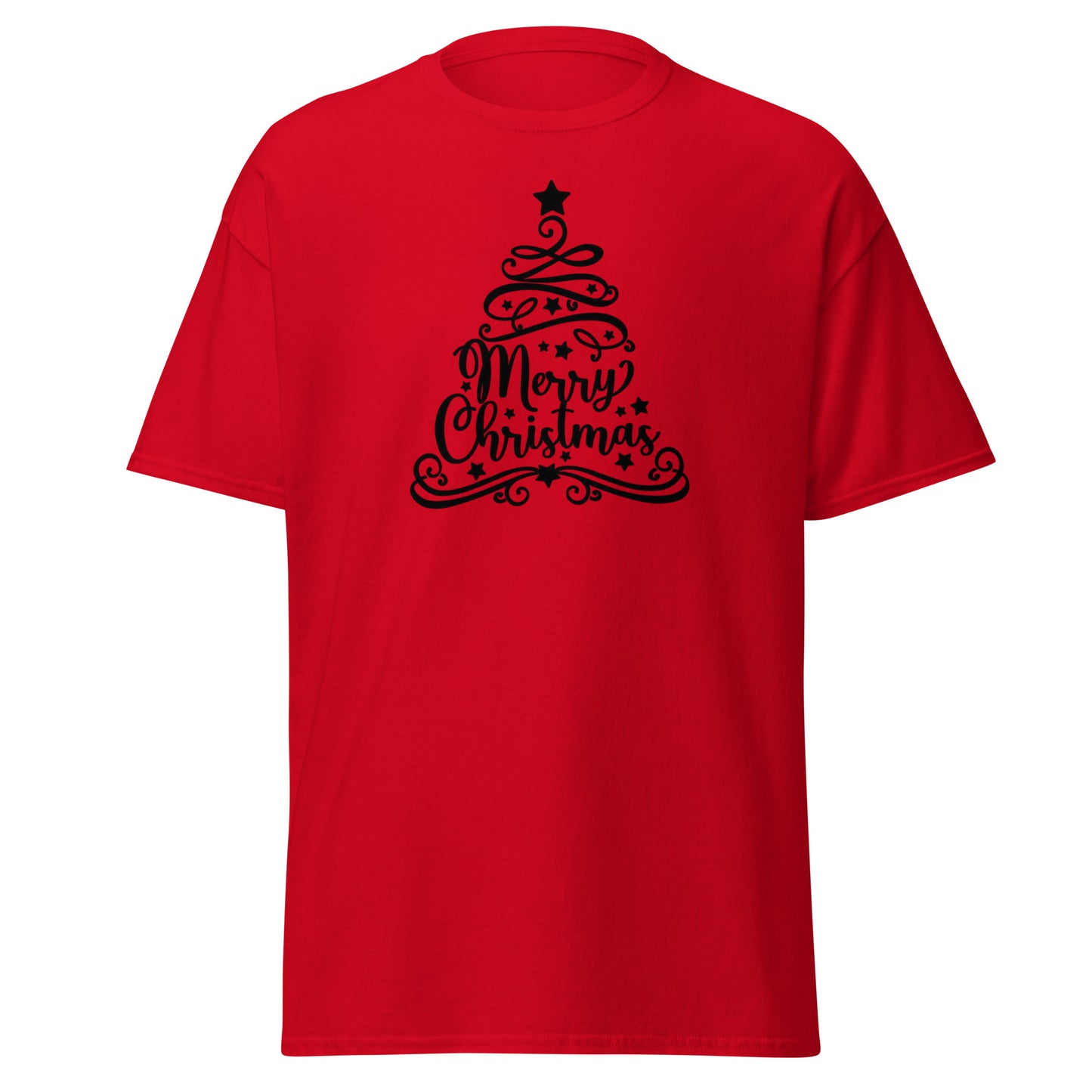 Elegantes Weihnachts T-Shirt in Red - Merry Christmas Kalligrafie Vorderansicht