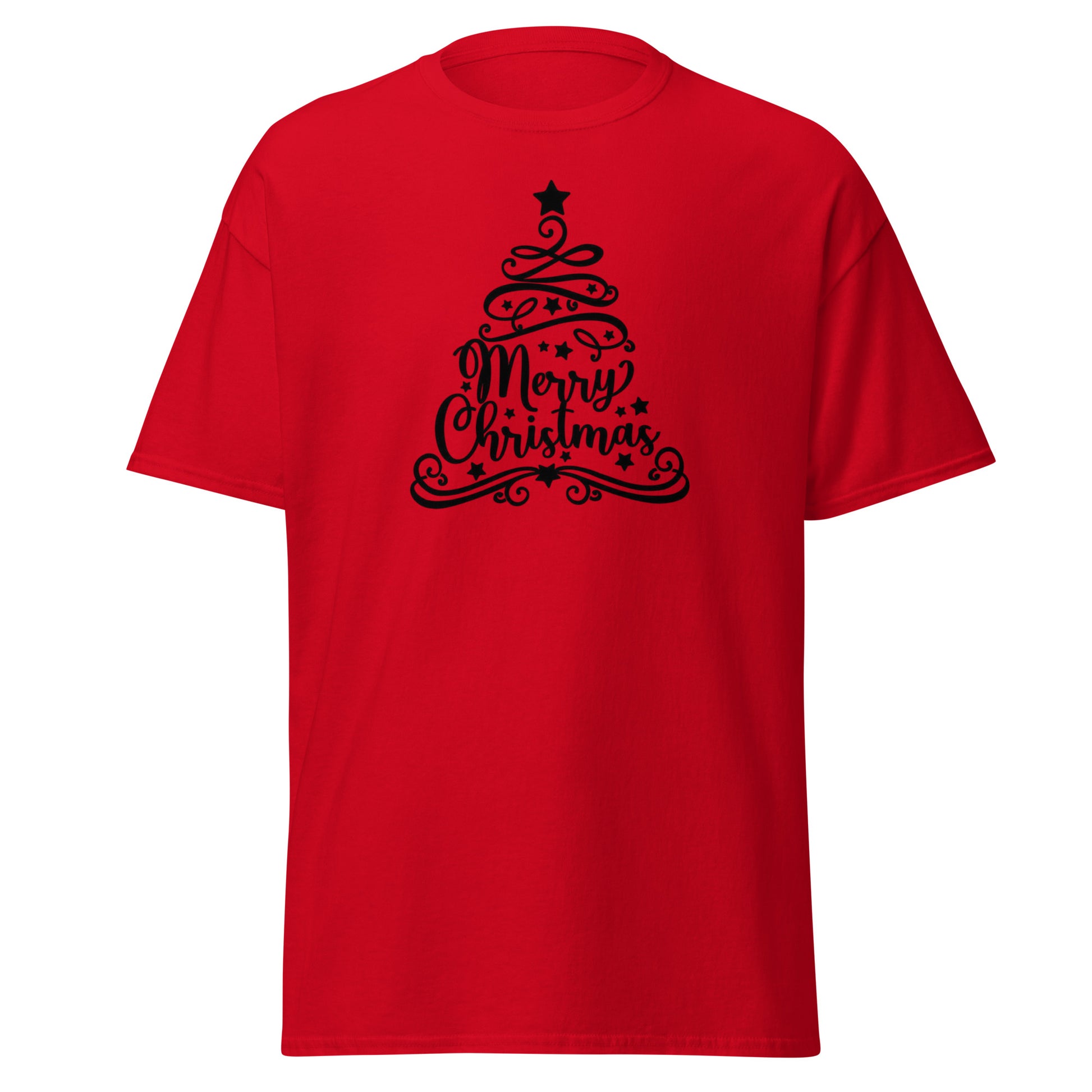 Elegantes Weihnachts T-Shirt in Red - Merry Christmas Kalligrafie Vorderansicht