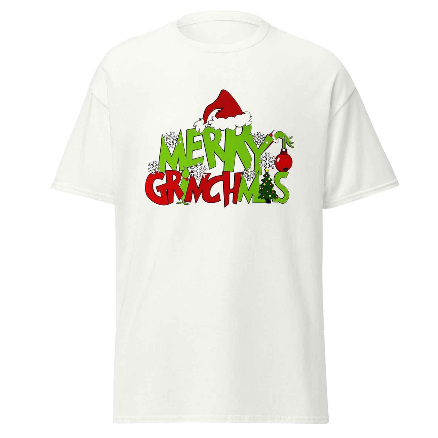 Grinch Weihnachts T-Shirt in White - Merry Grinchmas Unisex Vorderansicht