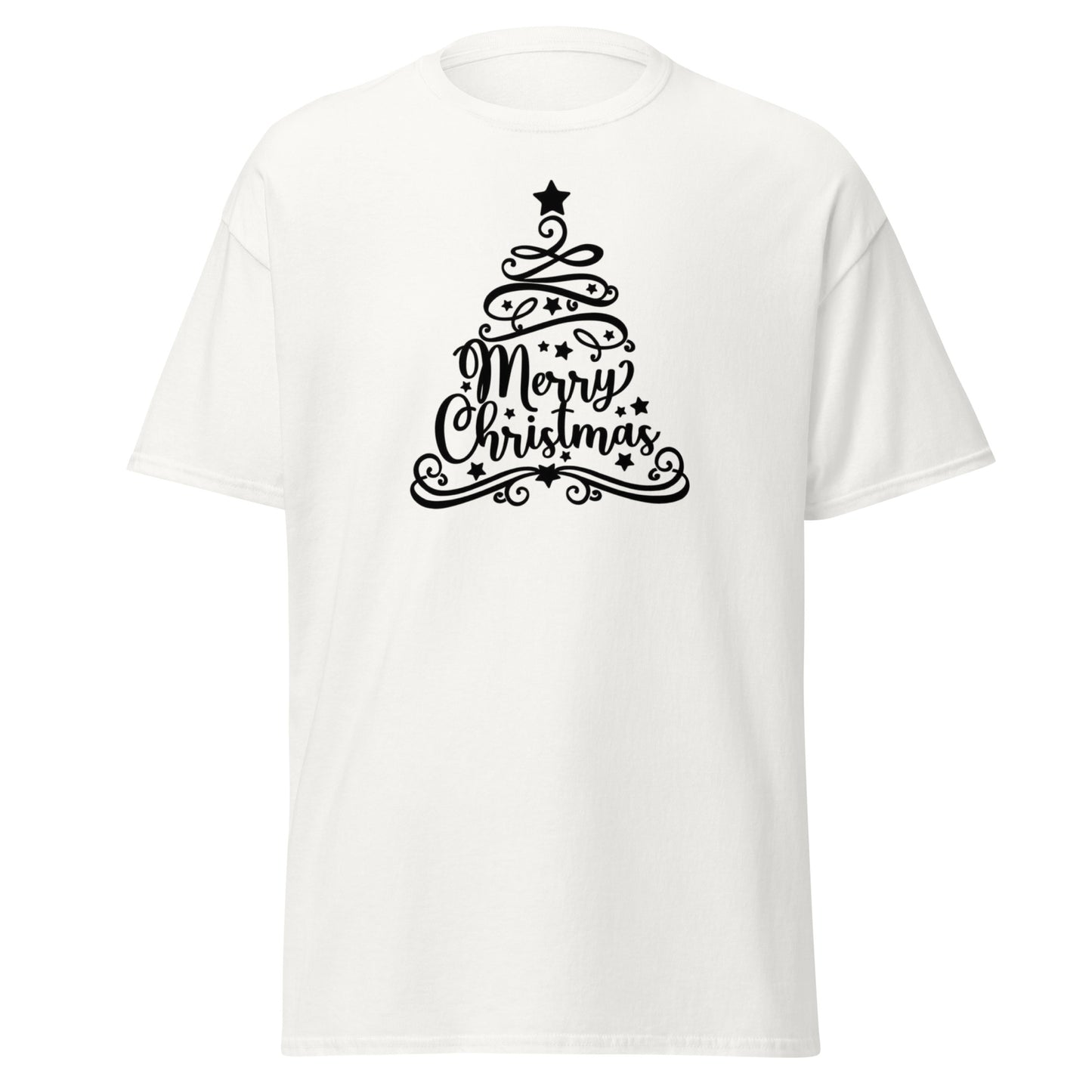 Elegantes Weihnachts T-Shirt in White - Merry Christmas Kalligrafie Vorderansicht