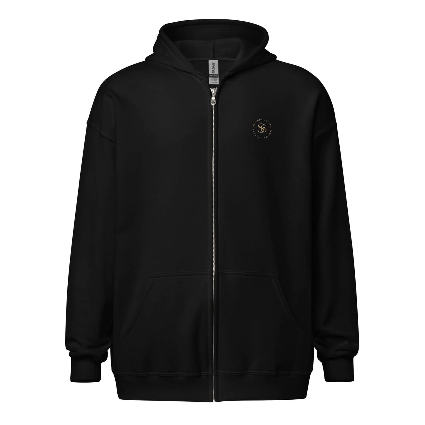 Premium Zip Hoodie Herren Schwarz Heavy Blend - Frontdetail - Saiyan Genetics